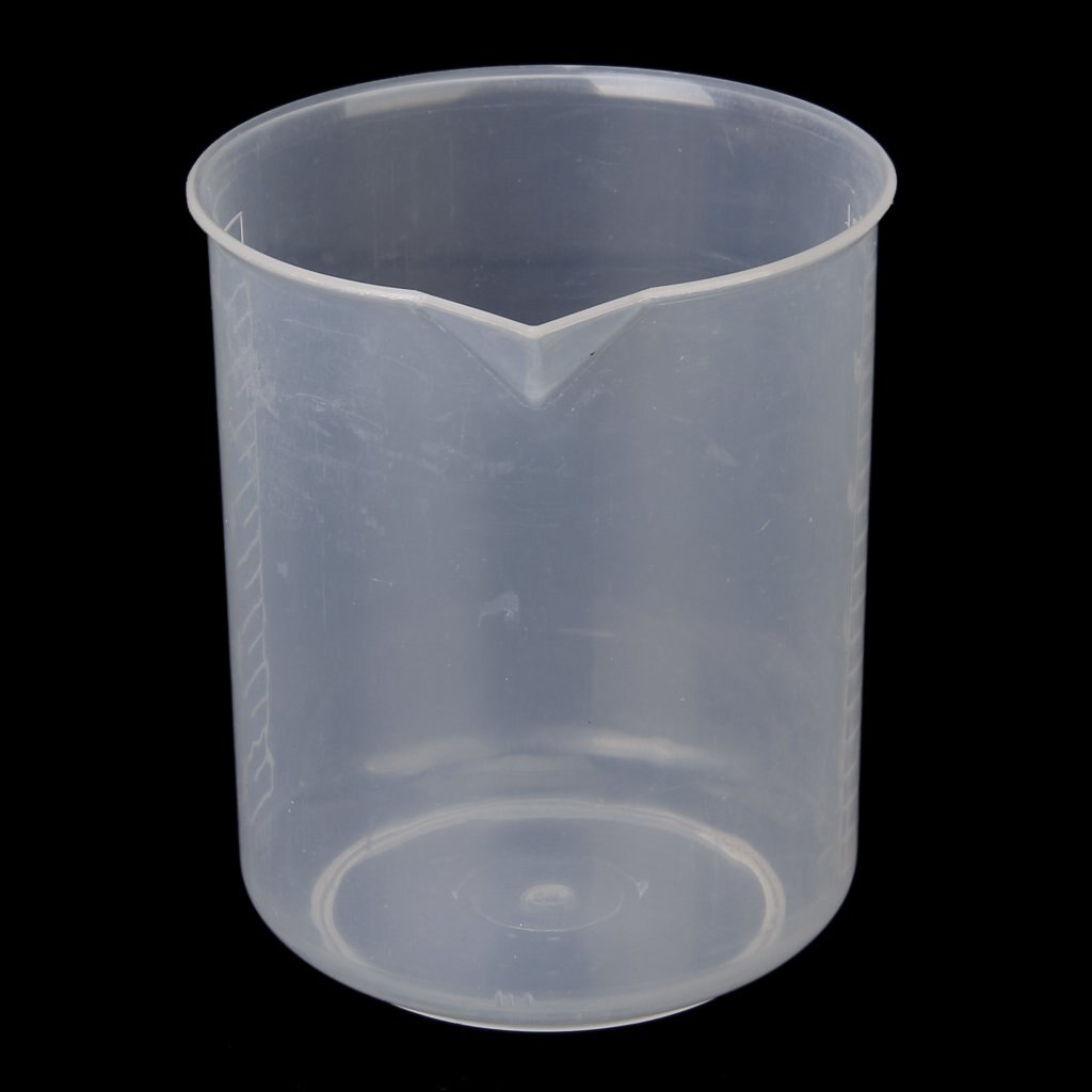Vaso de precipitados de plástico transparente Duarable asequible de 500ml, suministros escolares de laboratorio para estudios