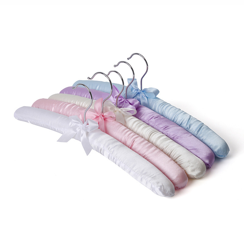 Cintre rembourré en satin pour vêtements, cintres en éponge, présentoir de magasin, crochet argenté, 1 pièce