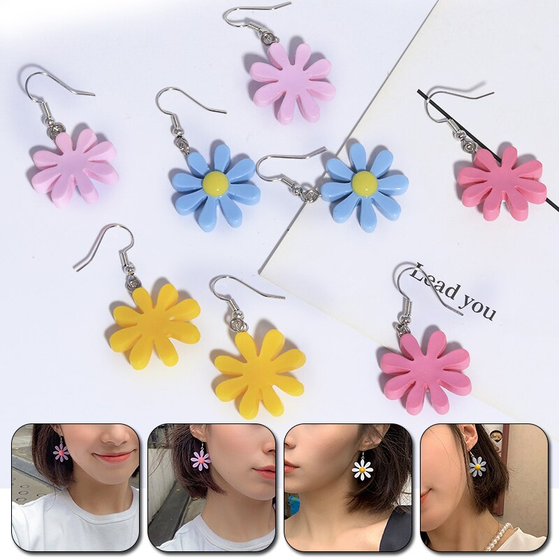 Koreaanse Hars Daisy Bloem Stud Oorbellen Voor Vrouwen Meisjes Dames Candy Kleur Mooie Oorbellen Zomer Sieraden