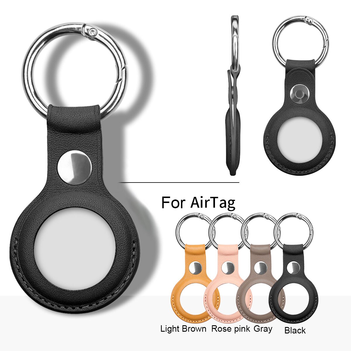 Mptionx Airtag Case Cover Basic Lederen Met Key Ring Ontworpen Voor Airtag Case Accessoires )