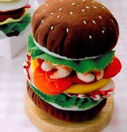 Handmade cloth food products hamburger Fabric Felt kit Non-woven cloth Craft DIY Sewing set Handwork Material DIY needlework s: Seafood and chicken