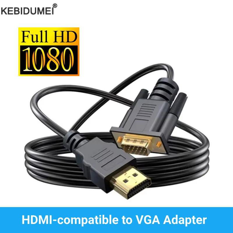1.8m hdmi-compatível com vga adaptador macho para macho cabo conversor unidirecional para desktop portátil pc monitor projetor hdtv