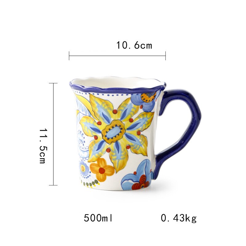 Kinesisk keramik porslin handritad blommönster retro salladsskål kopp hem vardagsrum dekoration tallrik: A