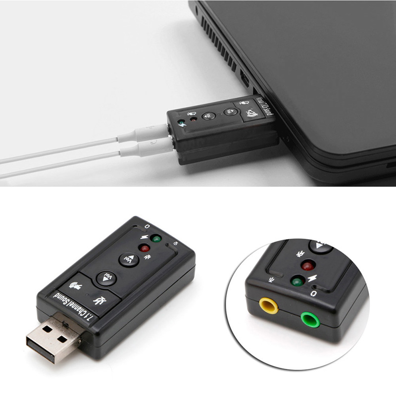 Externe Usb Geluidskaart Adapter Virtuele 7.1 Usb 2.0 Luidspreker Met Microfoon 3.5Mm Jack Converter Voor Pc Laptop # C