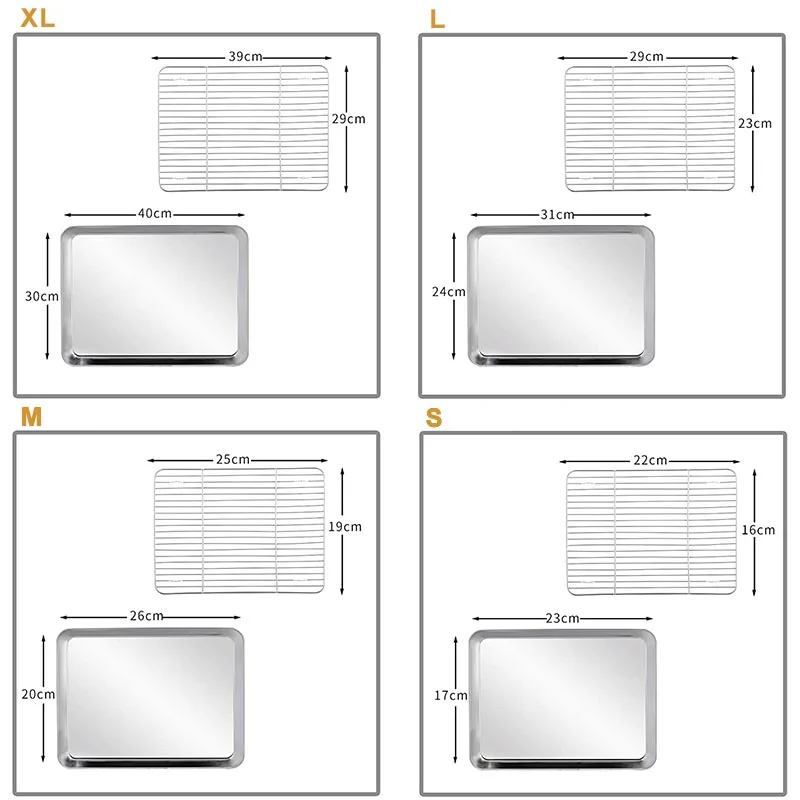 Bandeja para hornear galletas con parrilla Rectangular de acero inoxidable con rejilla de enfriamiento extraíble, utensilio de cocina, bandeja antiadherente adecuada para horno
