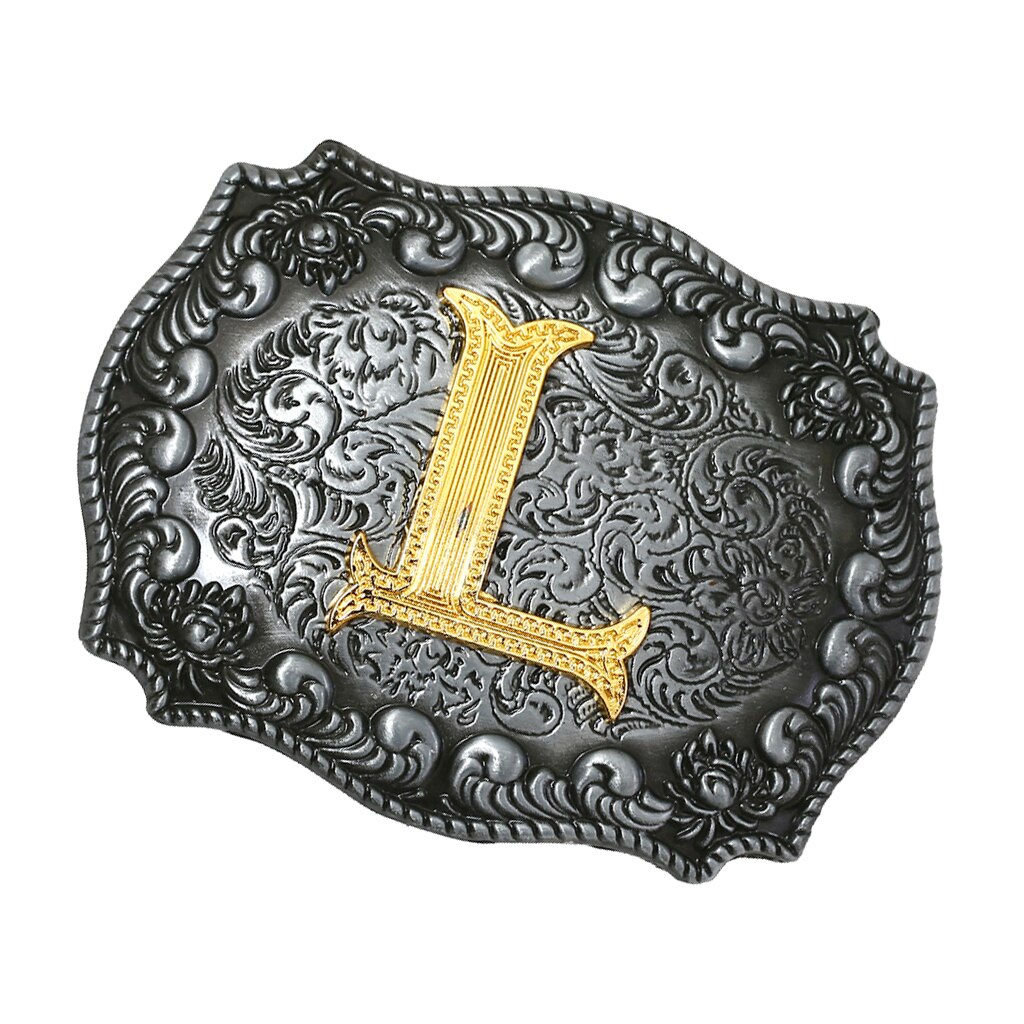 Men Western Cowboy Texas Rodeo Belt Buckle Jewelry Initial Letters A-Z Novelty Man Belt Buckle