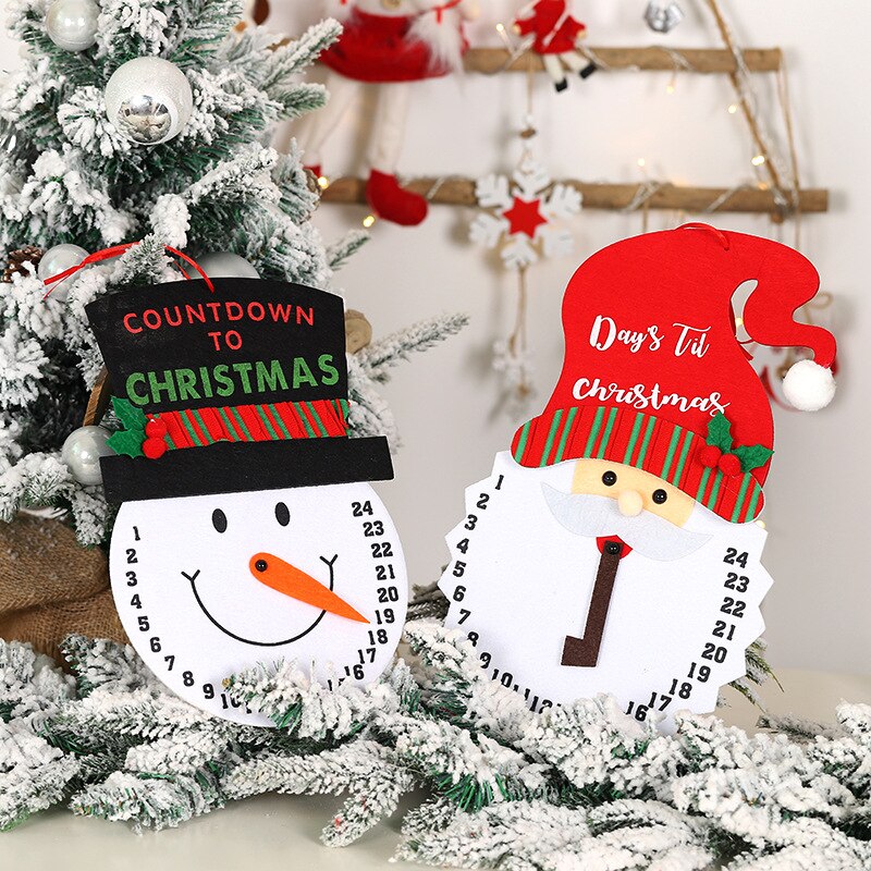 1Pc Kerst Advent Kalender Kerstman Sneeuwpop Non-woven Countdown Kalender Voor Kerstmis Thuis Deur Wanddecoratie