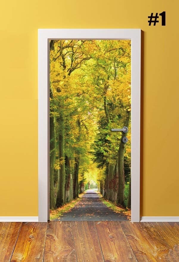 Naklejka samoprzylepna Home Decor las Diy na drzwi naklejki drzewo krajobraz tapety do salonu wodoodporny Pvc 3D druku artystyczne zdjęcie: YXCV204701 / 77x200cm