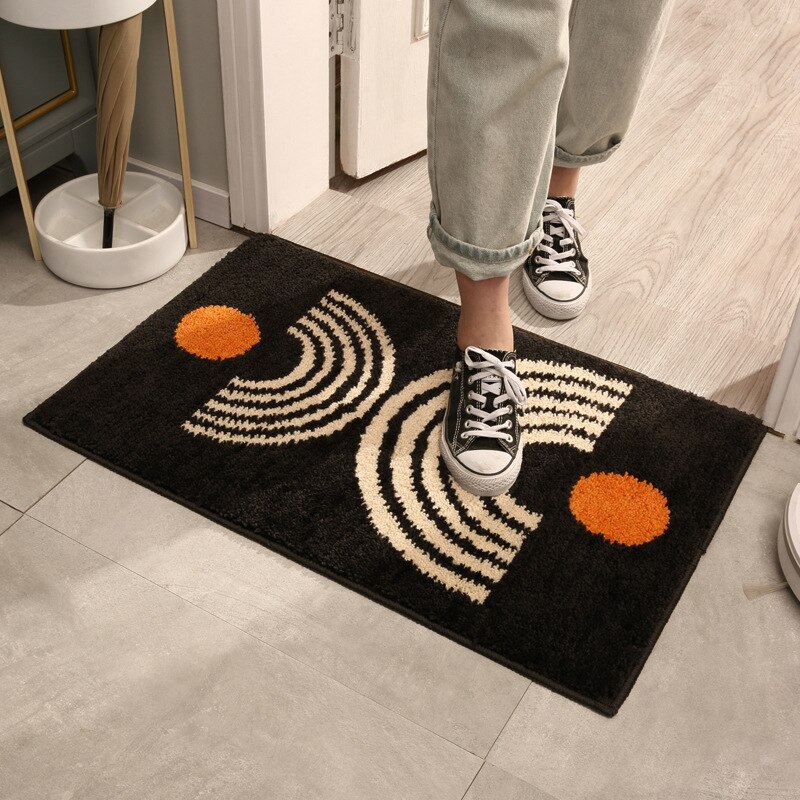 Simple Geometric Floor Mats Absorbent Rugs Non-Slip Foot Pads Entrance Doormat Carpet for Bathroom Living Room Balcony Kitchen