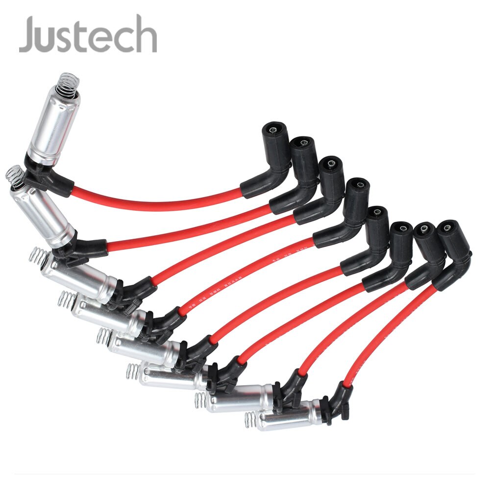 Justech 100% Construction 8 pcs Spark Plug Ignition Wire For CHEVY 1999-2006 UltraLow Resistance KEVLAR Core