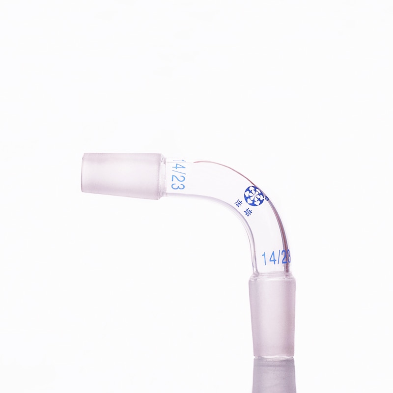 2 stuks 105 graden elleboog, Joint 14/23, Destillatie elleboog Distilleren hoofd 105 graden, gebogen standaard grond mond