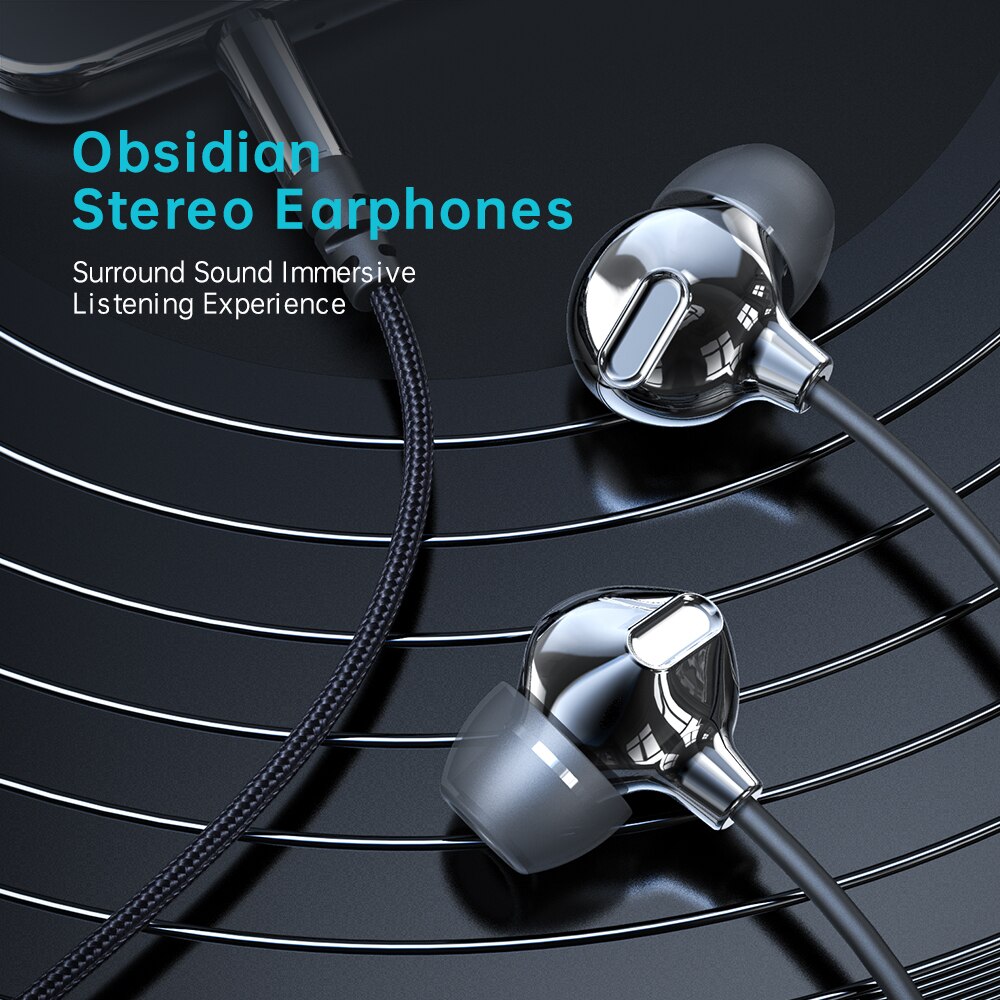 Ak Rock Ruimte RAU0695 Obsidiaan Stereo Oortelefoon Met 3.5Mm Jack In Ear Oortelefoon Bass Oortelefoon