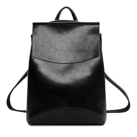 Frauen Leder Rucksäcke Schule Tasche Schüler Rucksack Damen Frauen Taschen Leder Paket Weiblichen Sack dos: Schwarz