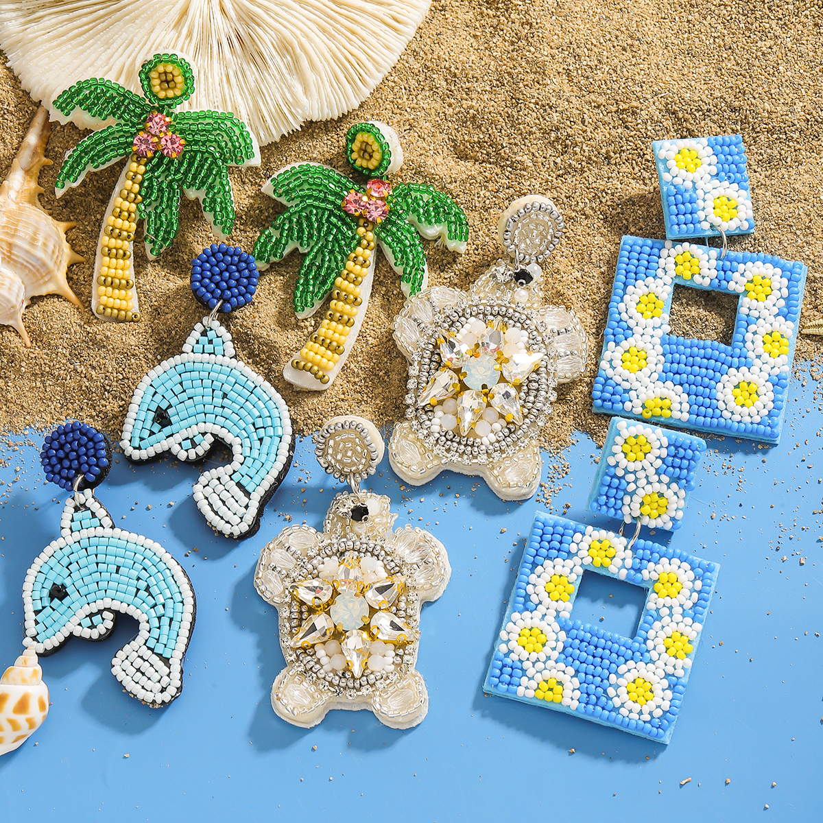 Boucles d'oreilles bohême classiques de Style mignon pour femmes, boucles d'oreilles en perles de riz faites à la main, approprié pour les rassemblements de camarades de classe des filles