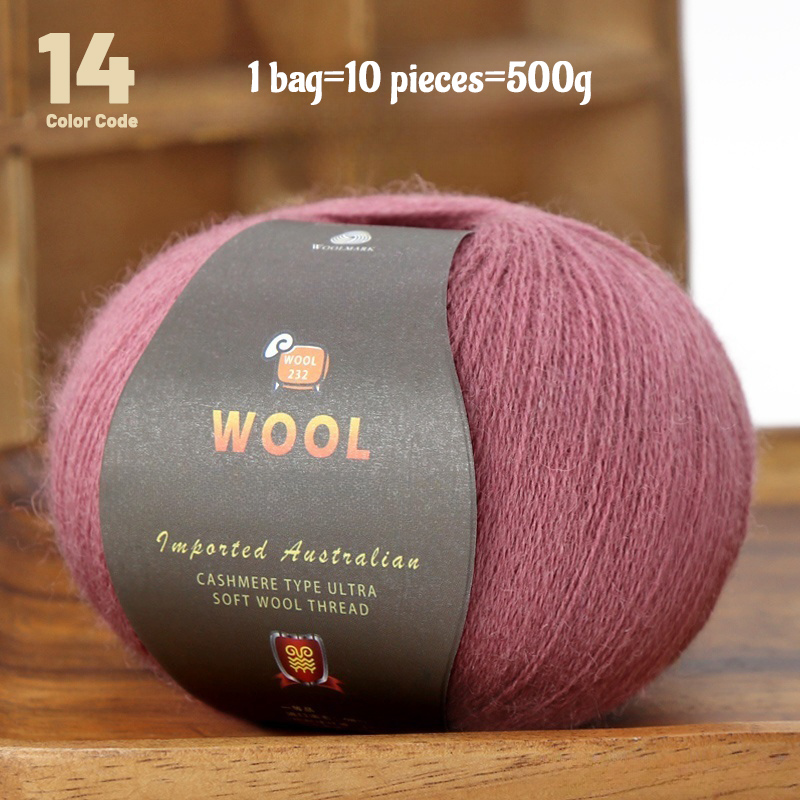 En stor pakke med  of 500g stk. kashmirgarn af fint uld, der bruges til håndlavet gør-det-selv-strikkegarn, til fremstilling af varme herre- og dametrøjer, tørklæder, huer, knæbeskyttere, handsker, bukser, tæpper, hobbyartikler og andre garnnøgler. , 1 poser = 10 stk. = 500g: Orange