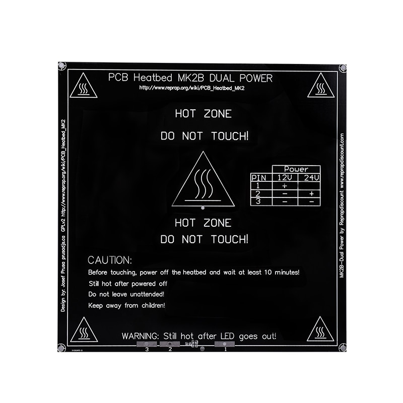 MK2B Heatbed 214 * 214*2mm with led and Resistor and cable Plate Mendel MK2A PCB Heatbed For 3D Printer