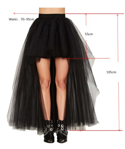 Black Tulle Long Petticoat Rockabilly 3 Layers High Low Woman Tutu Skirt Underskirt Slips Wedding Accessories
