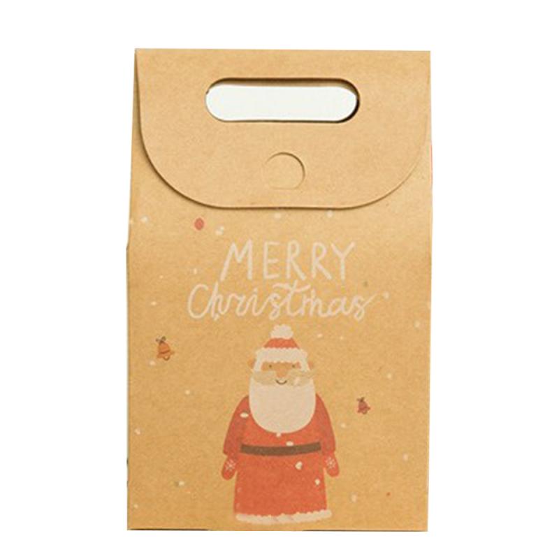 Xmas Box DIY Decor Verpakking Pouch Kerst Apple Candy Cookie Huidige Zak Kerstman Patroon Retro Kraftpapier Tote tas: 4