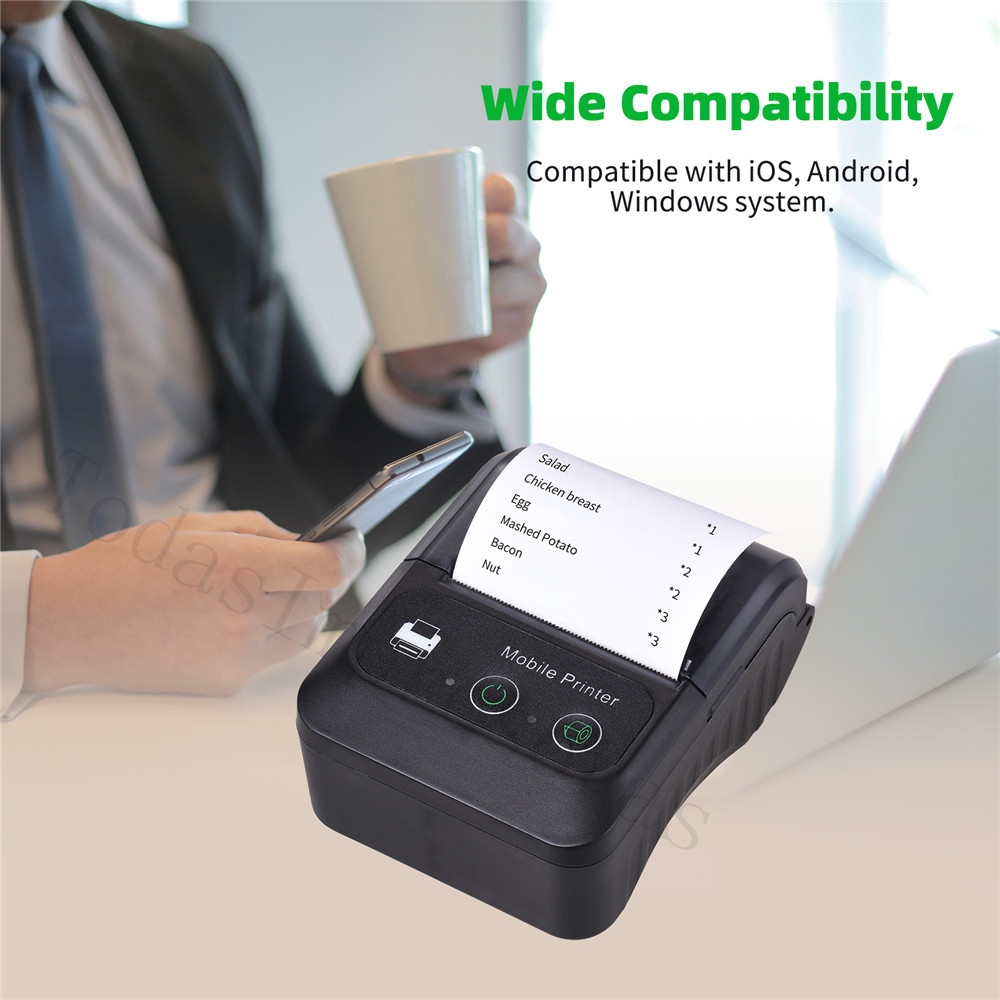 Mini Portable Thermal Printer 58mm 2inch Wireless Bluetooth-Compatible Printer Receipt Maker Mini Invoice Bill Printer Impresora