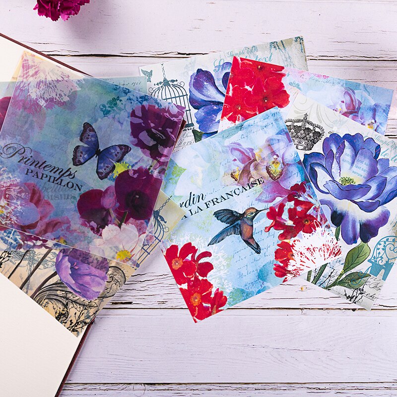 8pcs Vintage Bird Flower Vellum Paper Pattern Pack... – Grandado