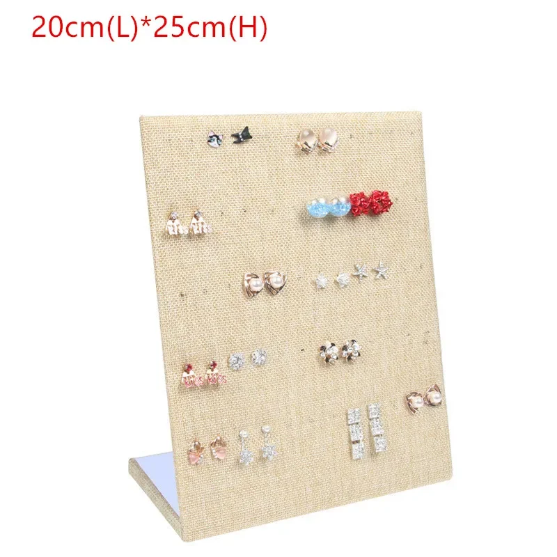 Flanel Sieradendoos Sieraden Display Oorbellen Stud Ketting Hanger Opslag Showcase Rack case Board: Beige