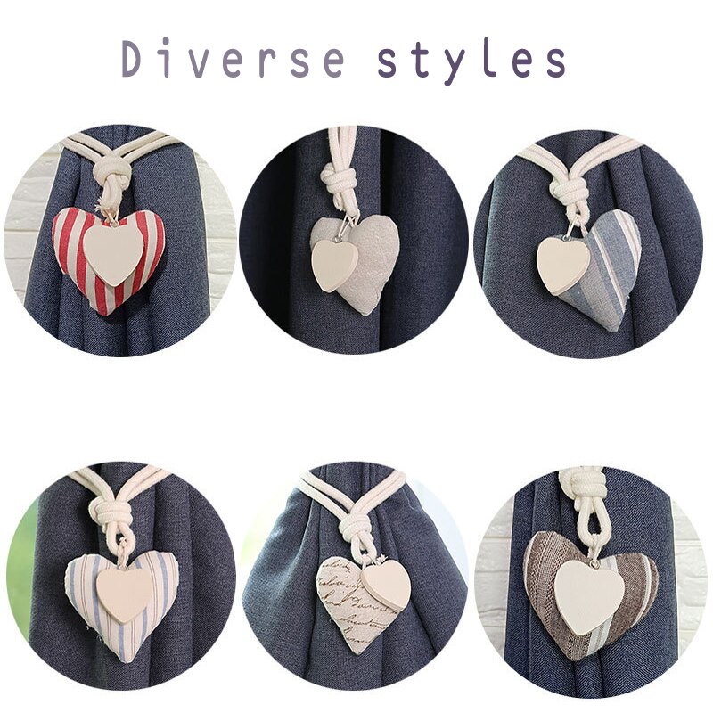 Coeur forme rideau embrasse européen décoratif rideau boucle libre poinçon crochet aimant sangles rideau accessoires coton
