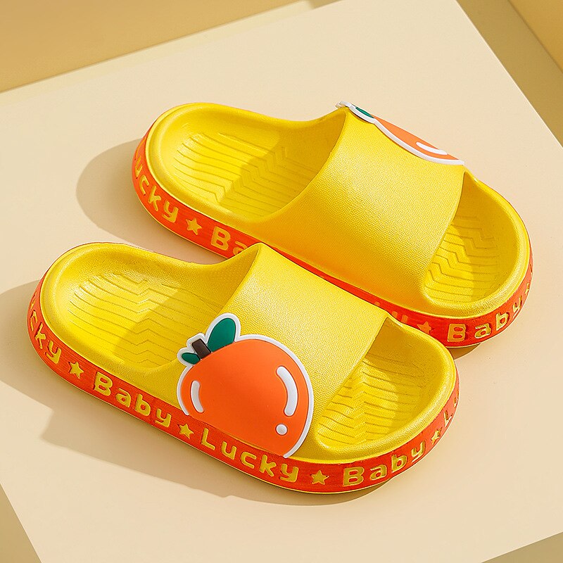 2022 Zomer Kinderen Schoenen Aardbei Meisjes Slippers Non-Slip Sandalen Voor Jongens Indoor Peuter Grappige Slippers Kinderen Slippers: YELLOW / 34-35(inner 21CM)