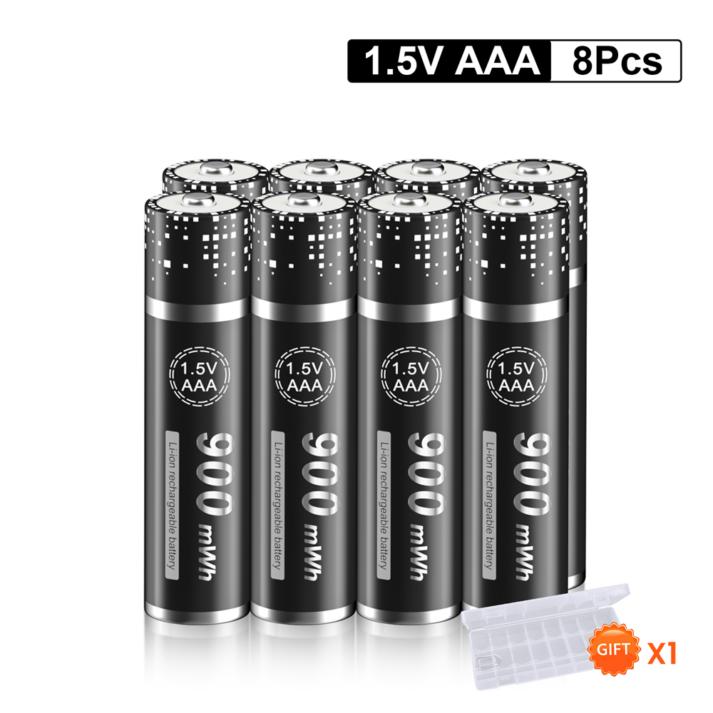 Batterie lithium-ion rechargeable, 1.5V, 2800 mWh, 1.5V, pour télécommande, souris, petit ventilateur, jouet électrique: 8pcs AAA
