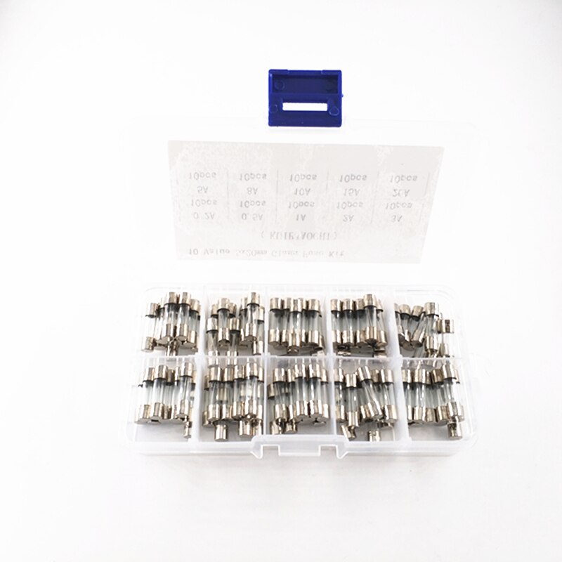 100 stks 5*20mm Elektrische Diverse Zekering Amp Snelle-Glaszekering Mix Set Diverse met Doos 0.2A 0.5A 1A 2A 3A 5A 8A 10A 15A 20A