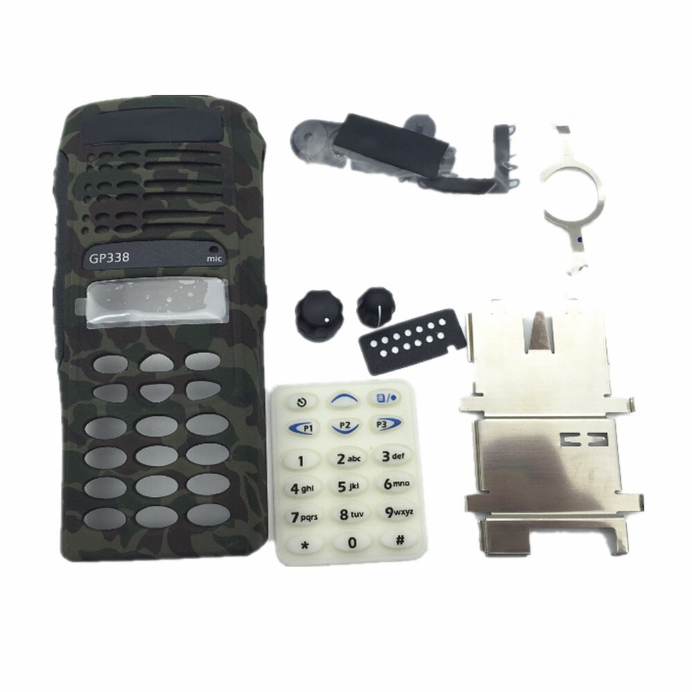 Carcasa frontal de Color camuflaje, cubierta antipolvo, perilla y teclado para Motorola GP338, GP380, PTX760, Walkie Talkie de Radio