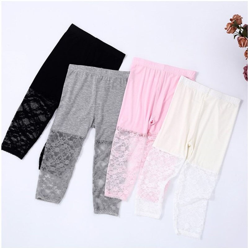 Leggings estivi per ragazze pantaloni per bambini per bambini pantaloni in cotone modale sottile cuciture in pizzo moda casual casual pantaloni sportivi traspiranti