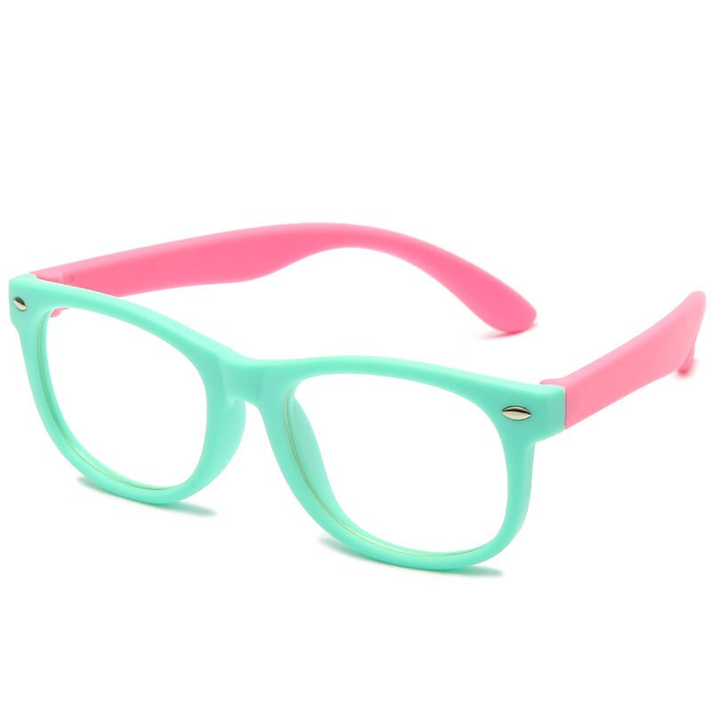 Anti blue Light Kids Glasses Children Square Optical Frame Eyeware Boy Girls Square Computer Transparent Eyeglasses UV400: green pink