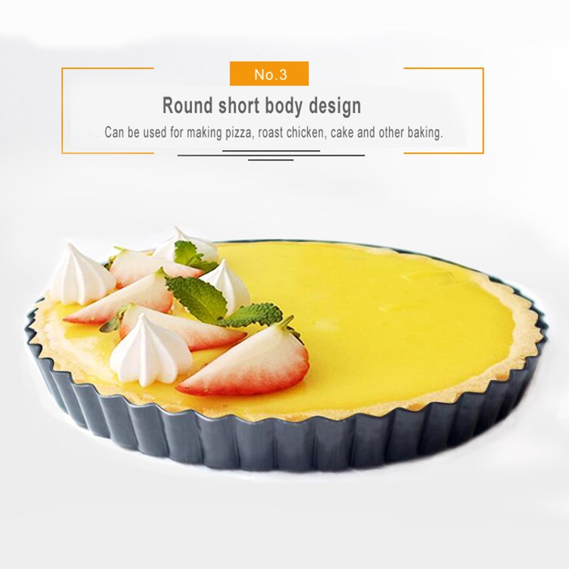 Non-stick Tart Quiche Flan Pan Mallen Pie Pizza Taart Ronde Mould Verwijderbare Losse Bodem Gecanneleerd Zware Pie pan Bakvormen Gyh