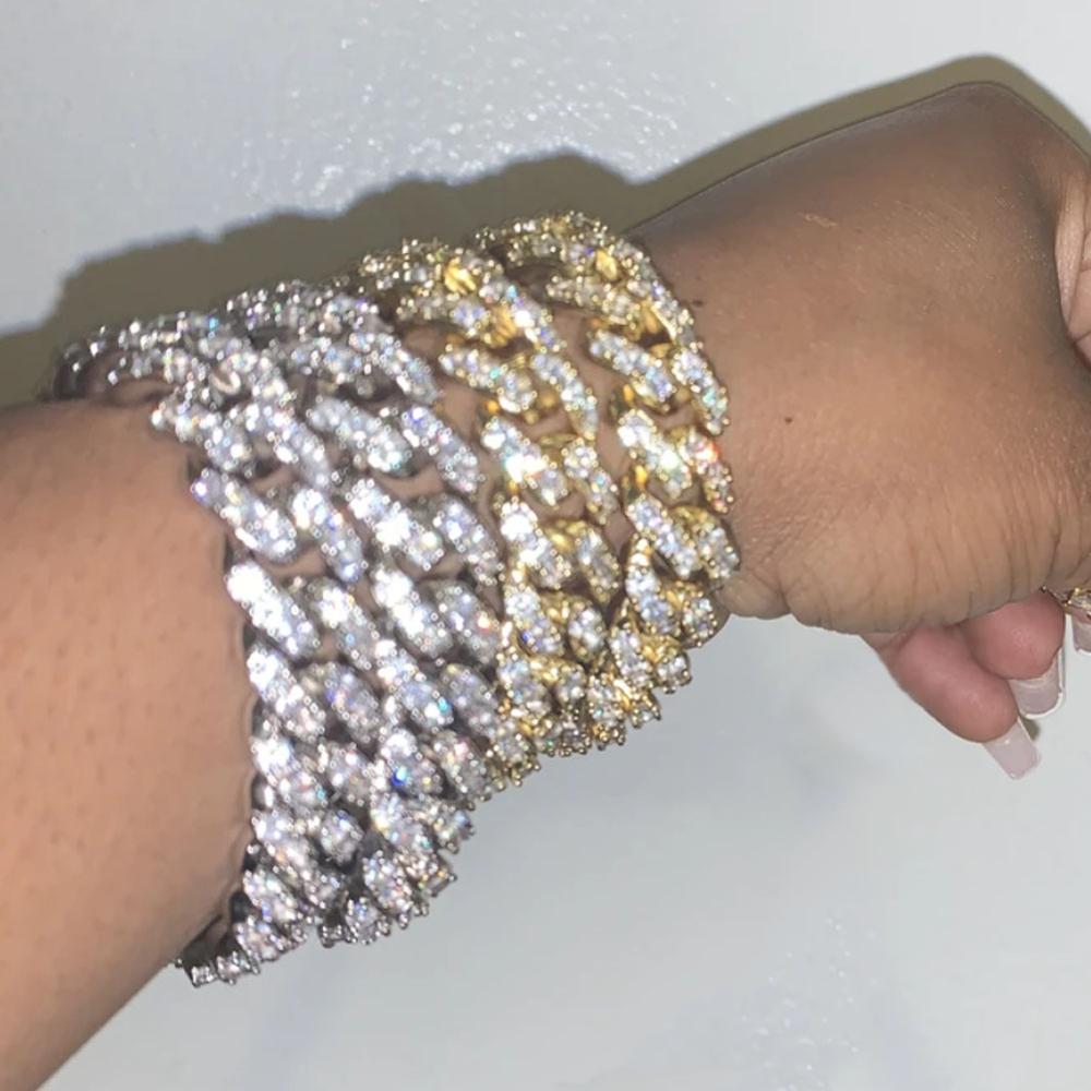 Bling Strass Hüfte hüpfen kubanisch Verknüpfung Kette Armbinde vereist aus für Frauen Männer Voll AAA Kristall Rapper Armbinde Kubanischen Kette schmuck