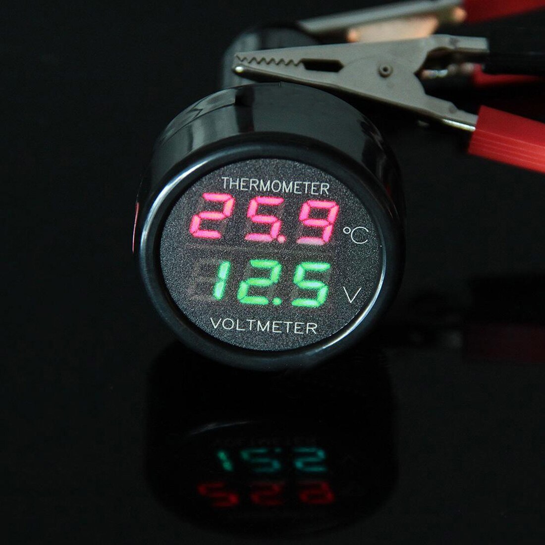 Universal 12V Car Digital Voltmeter Gauge Thermometer LED Cigarette Lighter Charger USB Charger Voltage Meter DC 8-40V