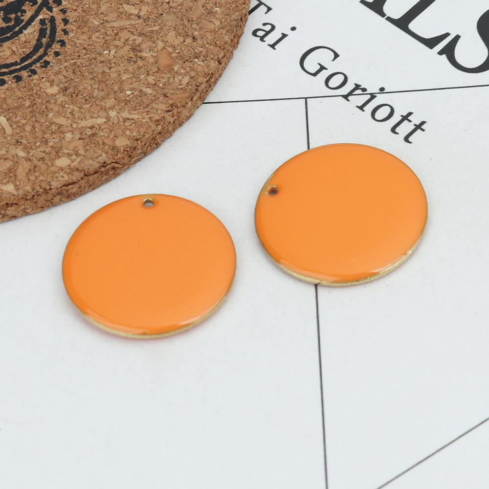 DoreenBeads Copper Enamelled Sequins Pendant Brass Colorful Round Style Jewelry DIY Charms 25mm Dia., 5 PCs