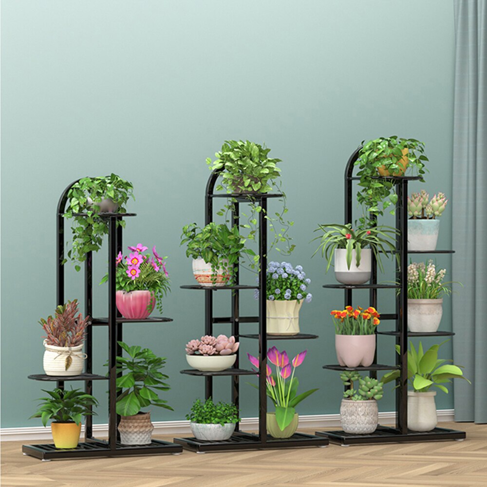 Multi-tiers Flower Plant Holder Stand Rack Light Luxury Metal Plant Stand Balcony Garden Flower Plant Stand Bonsai Display Shelf