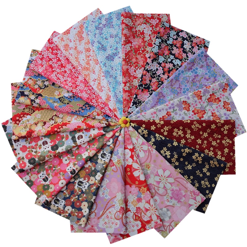 Japanse stijl zoete bloem Bedrukte stof katoen stamping stof handwerk DIY patchwork quilten Doek Bundel 17pcs 24*21cm