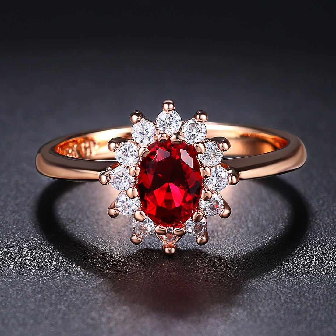 Princess Kate Rings For Women Blue Crystal Wedding Engagement Bridal Promise Marriage Ring For Bride Female Jewelry R076: 7.25 / Red