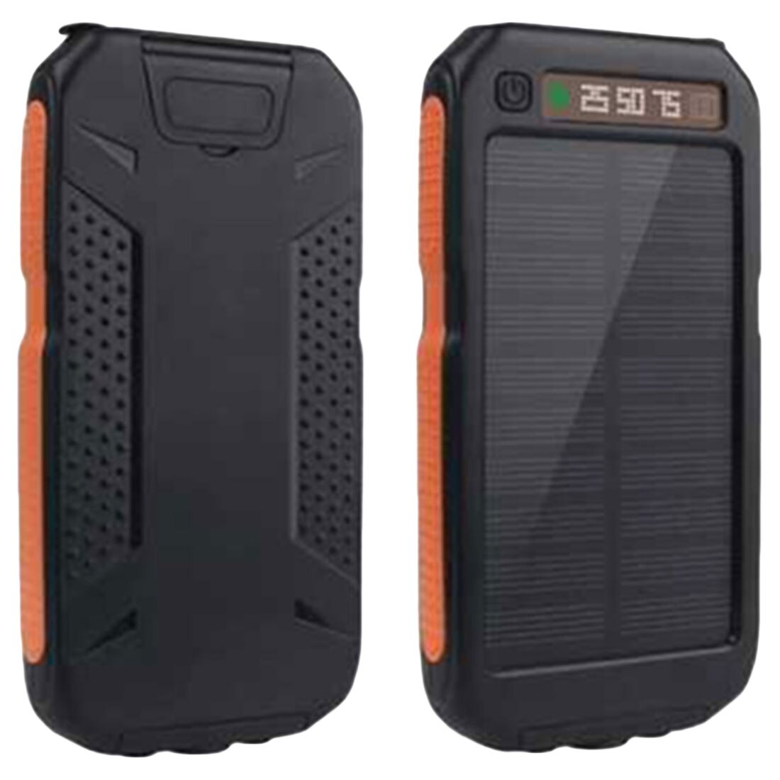 Portable 20000mAh Solar Battery Charger Dual Output USB External Battery Long Lasting High Capacity Solar Cell Mobile Power Bank: Orange and black