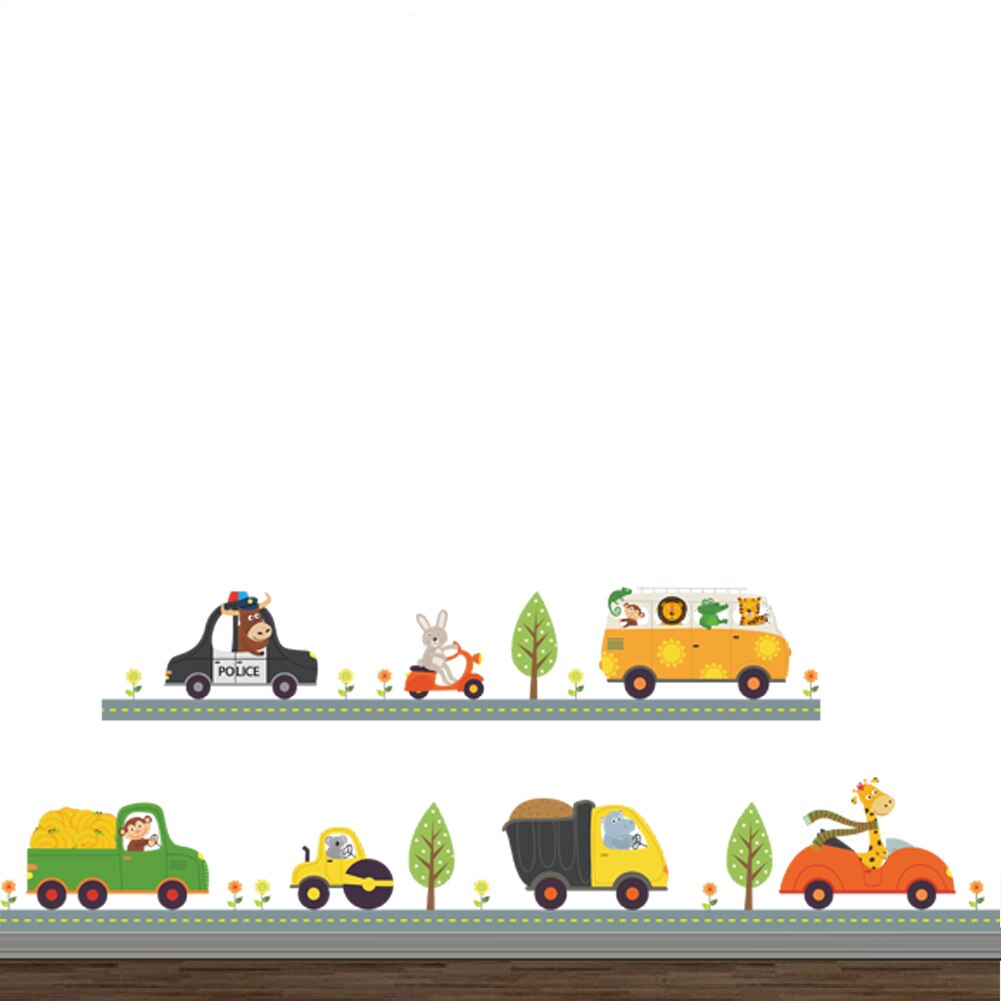 Cartoon McQ Racing road wall stickers for kids rooms nursery children's room decor on the wall car decals Child: Light Yellow