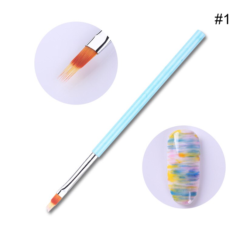 Marmorhandtag nagelkonst akrylborste uv gel liner ritpenna blomma carving måla penslar nail liner diy nail art verktyg