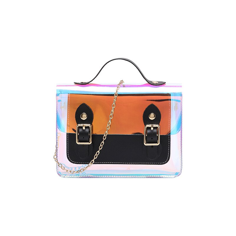 Ladies Shoulder Bag Double Buckle Sequined PVC Jelly Crossbody Square Bag Trendy Shoulder Diagonal Female Bag Summer Autumn