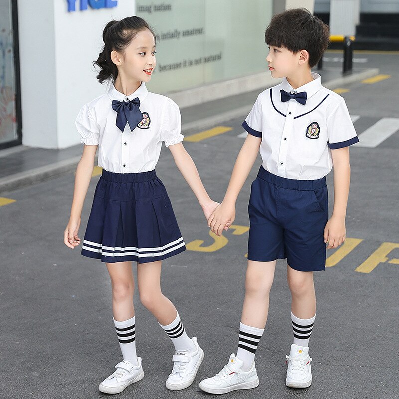 japanese school uniform summer short-sleeved college style suit children British style uniformes estudiantes