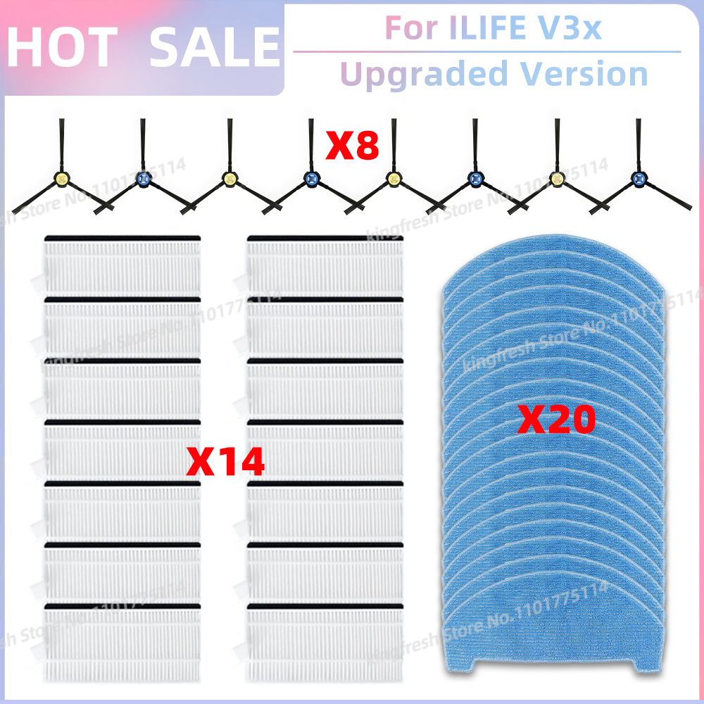 Fit For ILIFE V3x Robot Vacuum and Mop Replacement Parts Side Brush Hepa Filter Mop Cloth Accessories: Brown