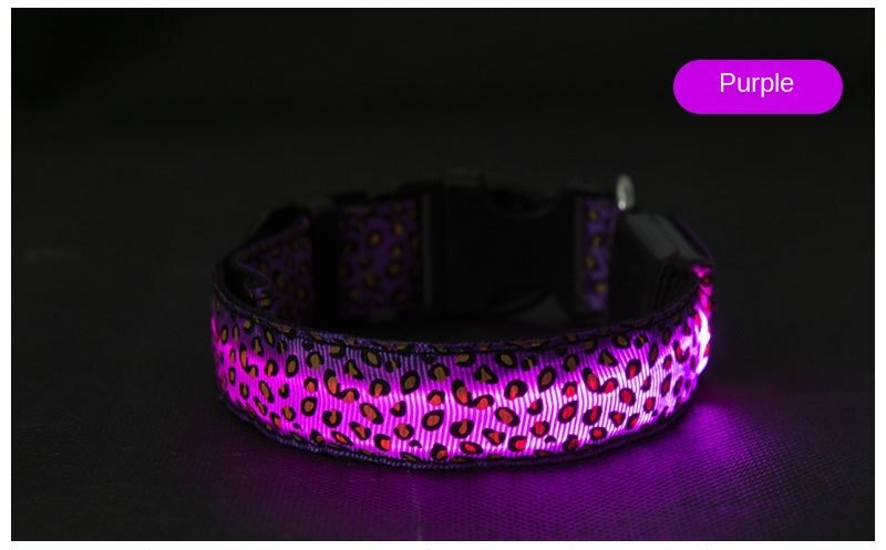 Collar luminoso LED para perro y mascota, arnés de seguridad para caminar al aire libre, con pajarita, brillante, para cachorro de leopardo