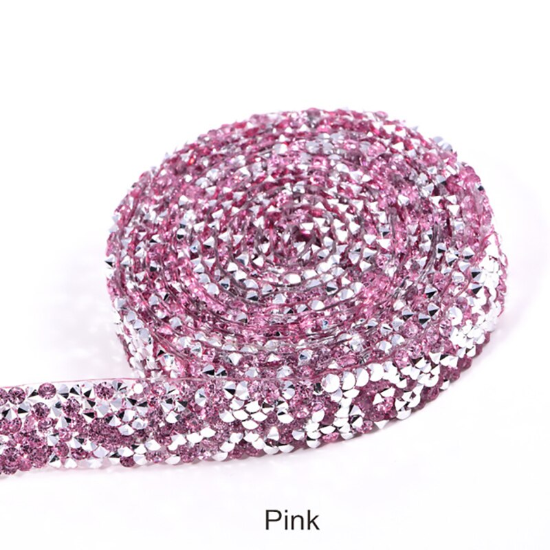 1 Yard/Lot Breedte 15 M Vele Kleuren Steentjes Banding Kristal Zilveren Steentjes Trim Banding Riem Rhinestones Trimmen Diy b3838: Pink