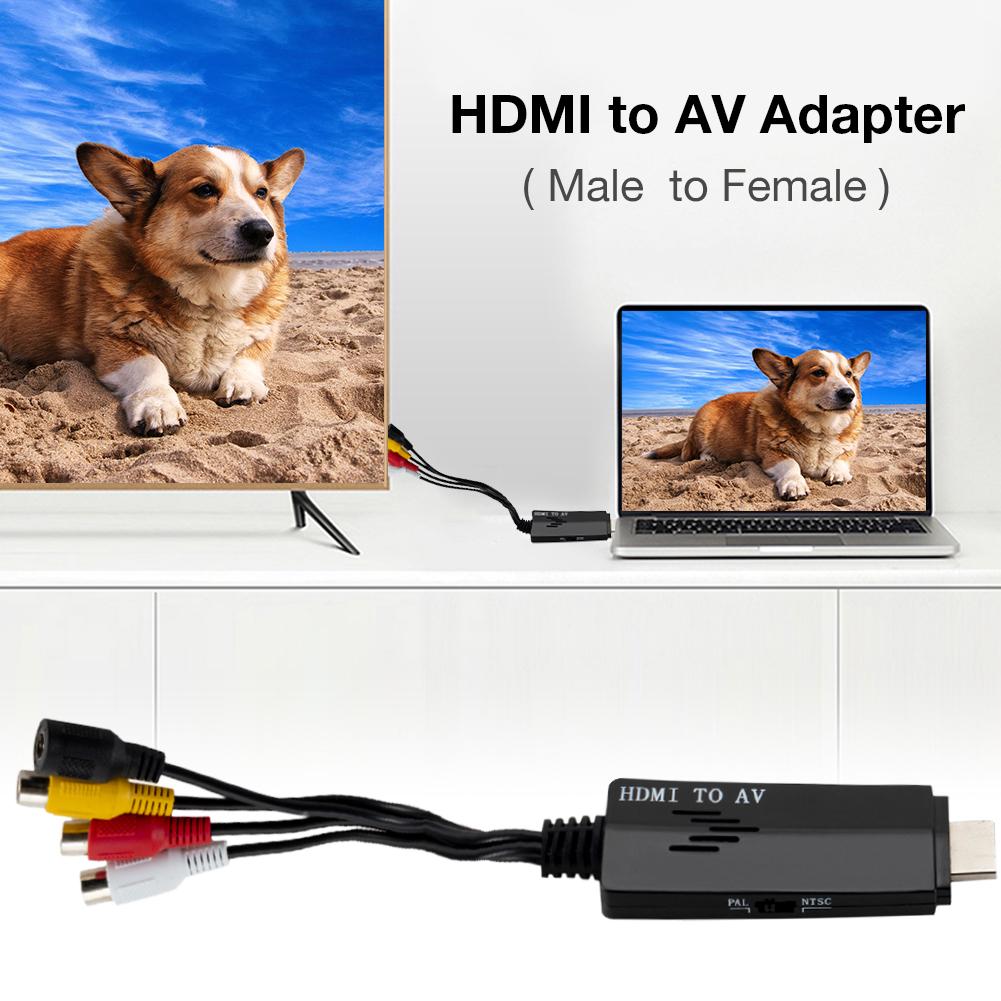 Hdmi para rca adaptador conversor cabo suporte 1080 p hdmi 2av macho para fêmea