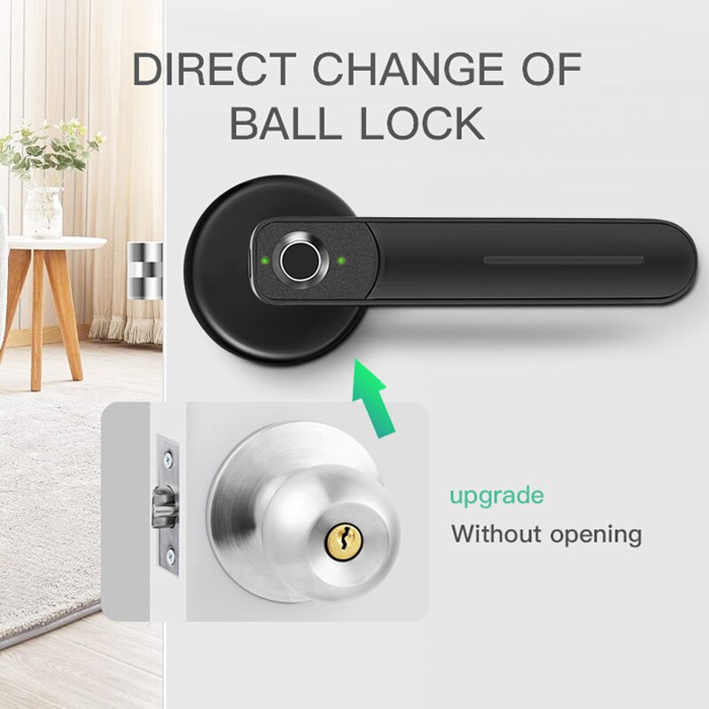 TT LOCK mobile phone bluetooth remote control fingerprint key handle lock cylinder indoor office home outdoor smart door lock