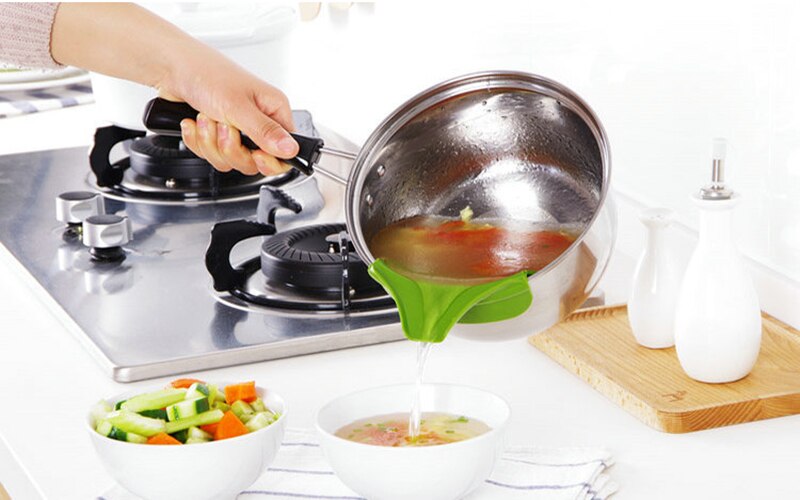 Praktyczny lejek silikonowy sprzęt drenażowy robić zupy okrągły na brzeg antypoślizgowy wylewka narzędzia kuchenne Embudo de silicona